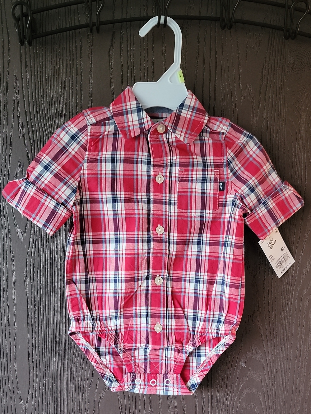 Baby B'gosh Red Plaid Button-Front Shirt Bodysuit